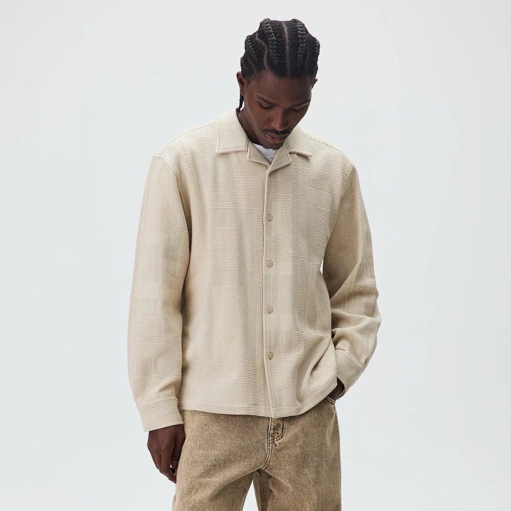 NWT Kith Geometric Knit Cohen Shirt In Skill Sz XL  Spring '24 $240